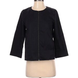 Eileen Fisher Jacket Women Size Extra Small‎ Black Zip Down Short